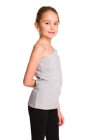 Asymmetric Cotton Top with Long Slanted Neckline, Melange Grey