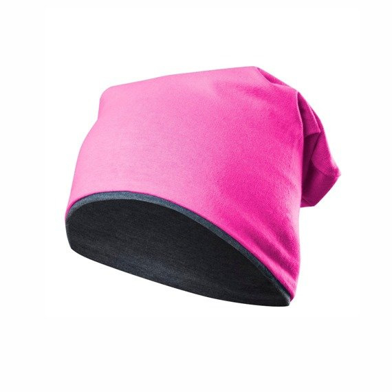 Double-layered hat KRASNAL SMERFETKA in fuchsia and graphite.