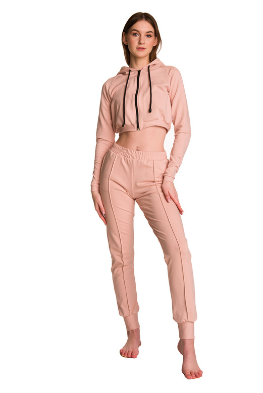 Pantaloni della tuta da donna con piega rosa cipria