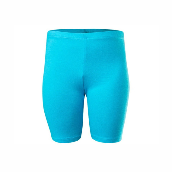 Short turquoise cotton sport leggings for women, men, and kids.