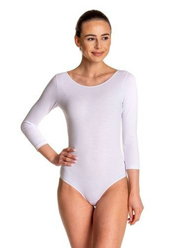 Body d'entrainement de gymnastique manches 3/4 B10034 blanc