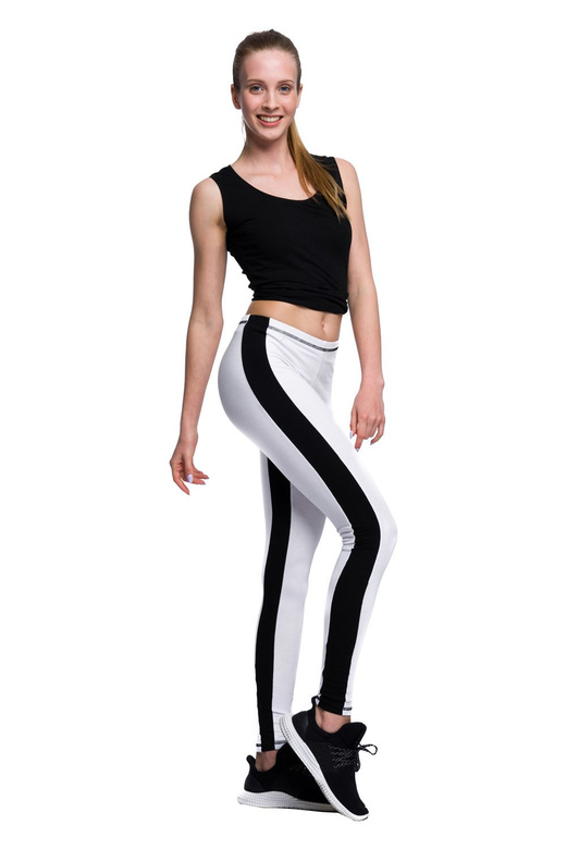 White leggings with black stripes - white black.