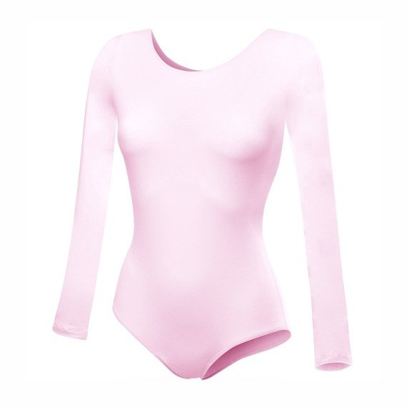 Body allenamento ginnastica con maniche lunghe B100D rosa