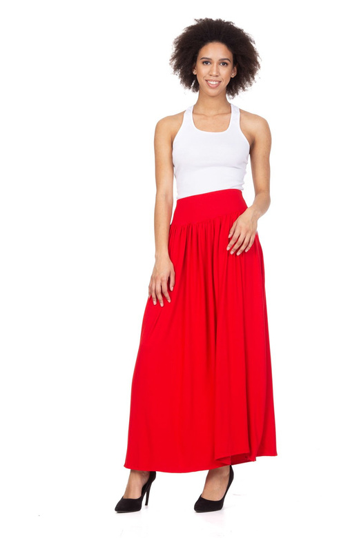 MAXI red viscose skirt.