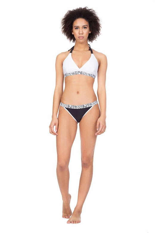 Costum de baie BIKINI top - ZEBRA alb