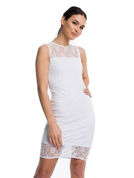 Fitted Lace Dress - White.