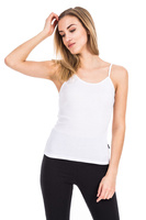 Cotton Tank Top with Thin Straps - White.