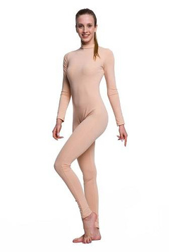 Ganzkörpertrikot mit nudefarbenem Reißverschluss