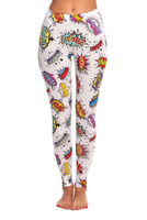 Női gyerek sport leggings WOW fehér, színes feliratokkal