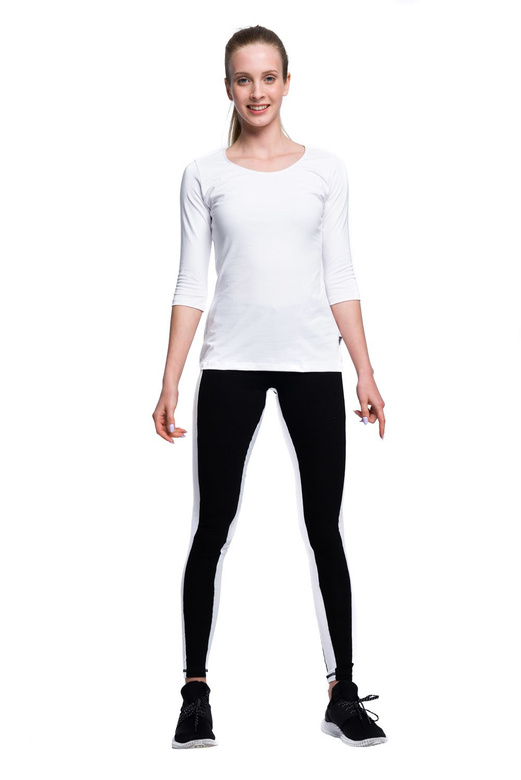 Legging noir à rayures blanches noir blanc