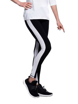 Legging noir à rayures blanches noir blanc