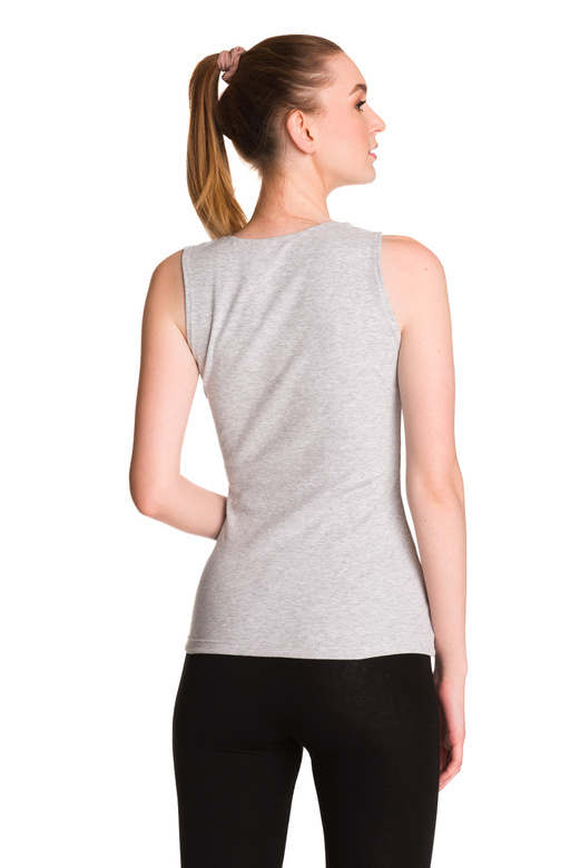 Women's Sleeveless Cotton Grey Melange Striped Top