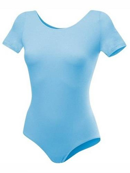 Body de gymnastique manches courtes B100K bleu ciel