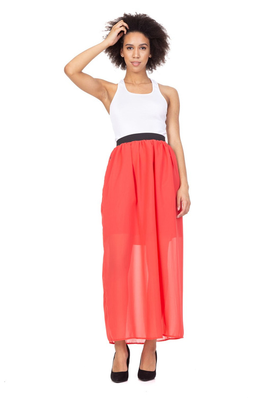 Jupe mousseline MAXI - corail