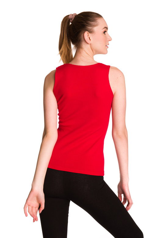 Blusa da donna senza maniche in cotone a righe rosse