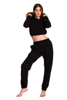 Pantaloni della tuta da donna a gamba larga neri