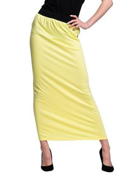 Jupe cintrée MAXI en viscose - citron