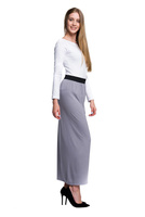 Falda entallada MAXI de viscosa - gris