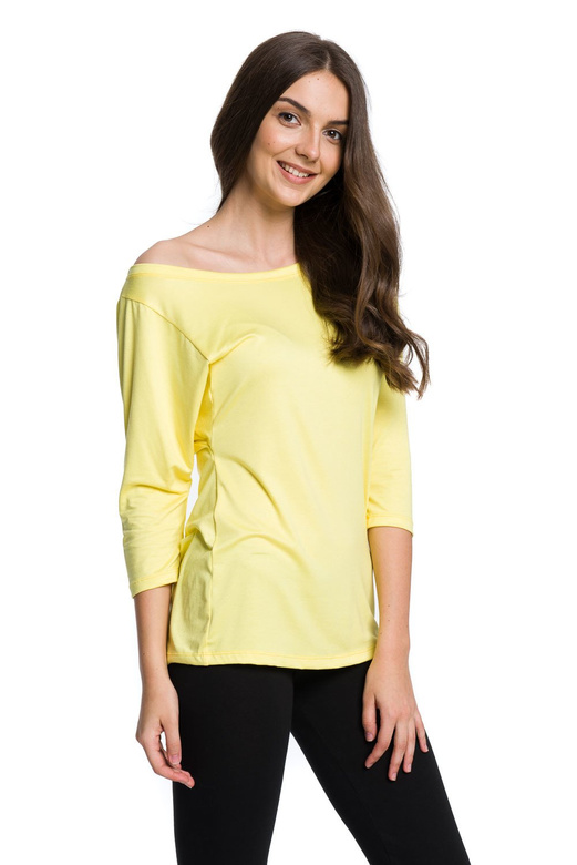 Blusa in viscosa con scollo ampio, manica 3/4 - limone