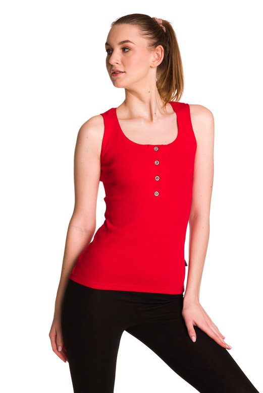 Blusa mujer sin mangas algodón rayas rojas