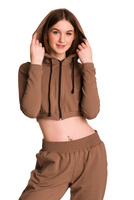 Sudadera corta con una gran capucha para niños para una chica de café