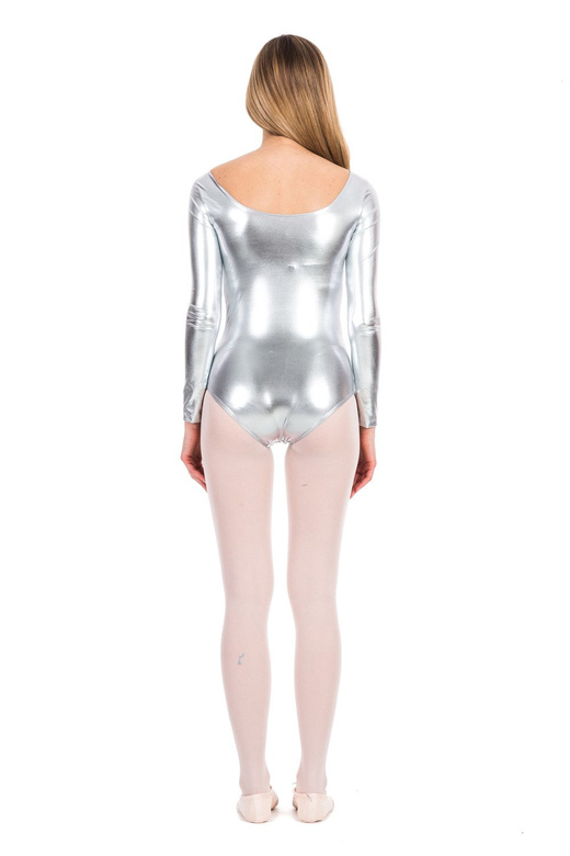 Training Gymnastic Metallic Body with Long Sleeve M100D Silver.