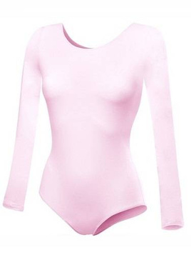 Gymnastik-Trainingsbody mit langen Ärmeln B100D pink