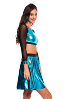 Metallic Turquoise Shimmering Circle Skirt