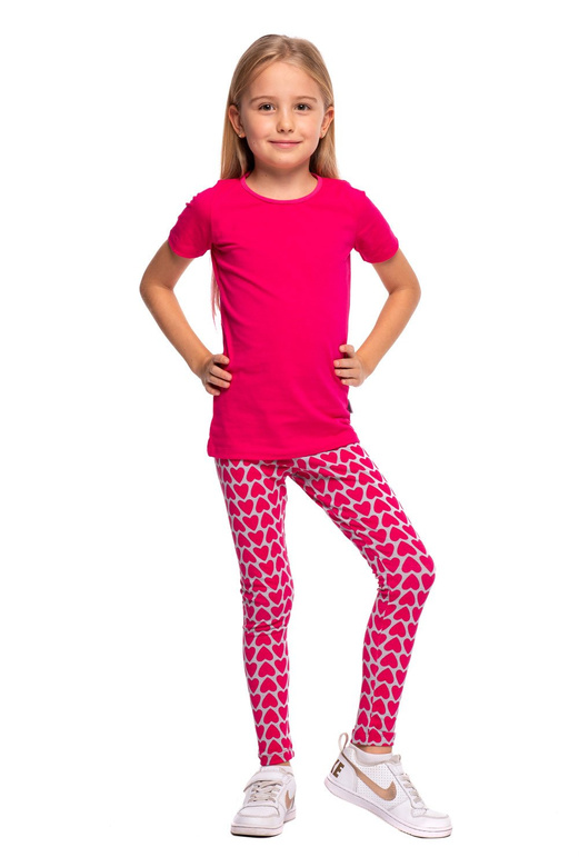 Jambiere sport de damă pentru copii cu model HEART gri fucsia