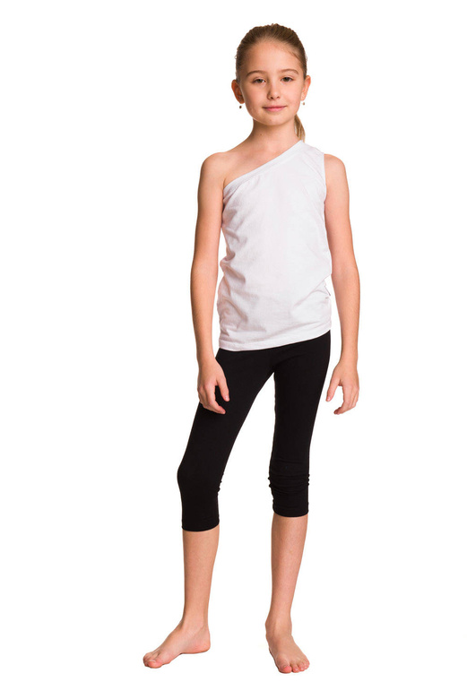 Blusa asimmetrica in cotone senza maniche con scollo diagonale su una spalla di colore bianco