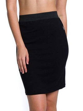 Fitted Black Viscose MIDI Skirt