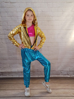 Turquoise Metallic Children's Dance Pants