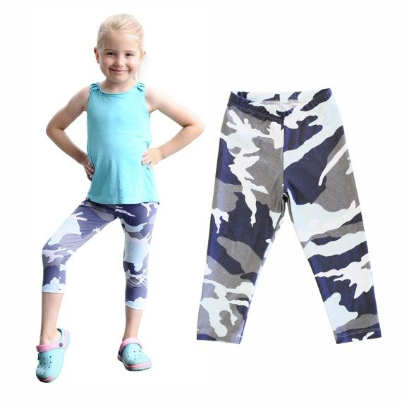 Gyermek leggings 3/4 terepszürke-akvamarin