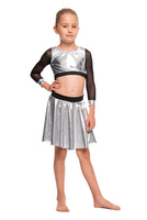 Top sportivo da donna per ragazze metallizzato lucido con maniche lunghe realizzato in rete per prestazioni argento