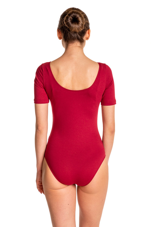 Body allenamento ginnastica a maniche corte B100K bordeaux