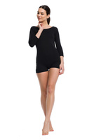 Body con maniche a 3/4 e gambe corte nero