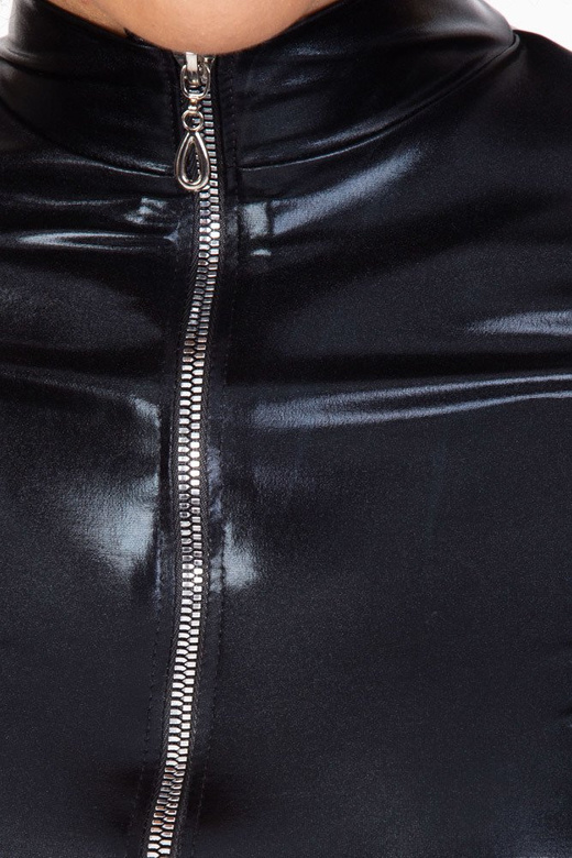 Scocca in ecopelle con cerniera nera