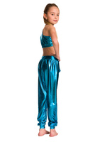 Turquoise Metallic Children's Dance Pants