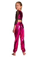 Metallic children's pants for a fusion performance.