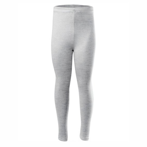 Sport leggings for women, men and children with long cotton blend gray mélange leg.