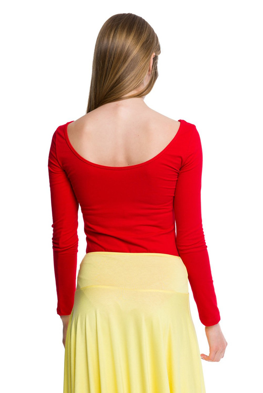 Body a maniche lunghe con lacci rosso da donna