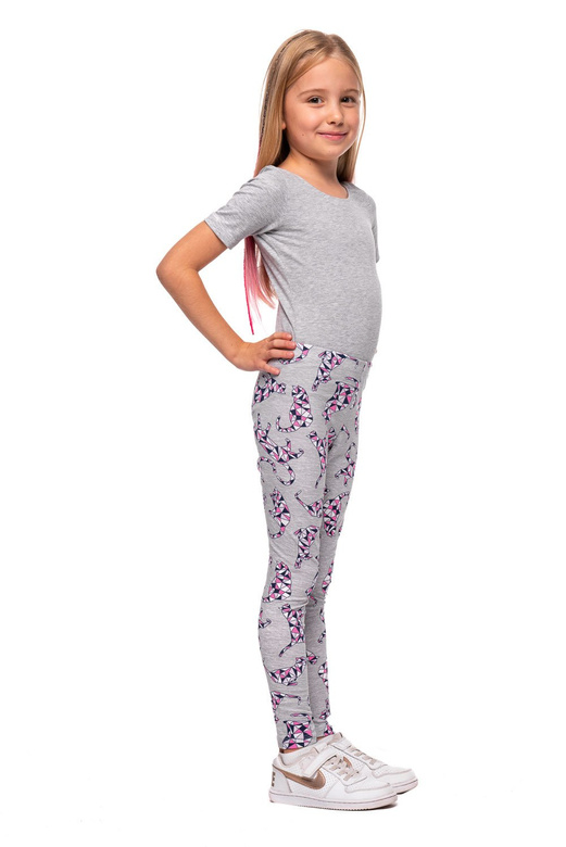 Leggings sportivi per bambini con motivo GATTI GEOMETRICI grigi