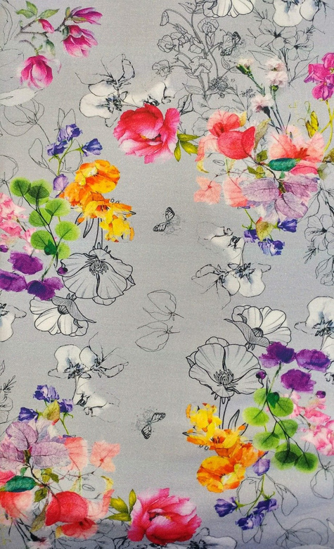 Leggings sportivi da donna per bambini con fantasia FIORI grigio