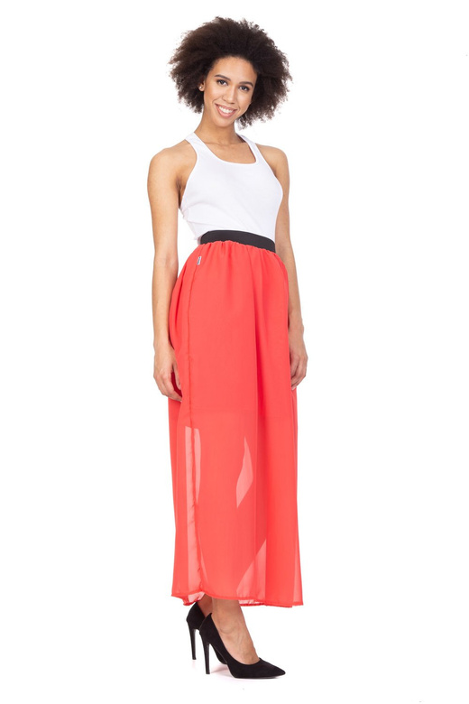 MAXI coral chiffon skirt