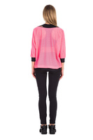 Coral Fluo Neon Mesh 3/4 Sleeve Blouse