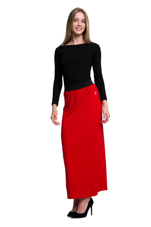 Fitted Viscose MAXI Skirt - Red.