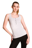 Women's Sleeveless Cotton Grey Melange Striped Top