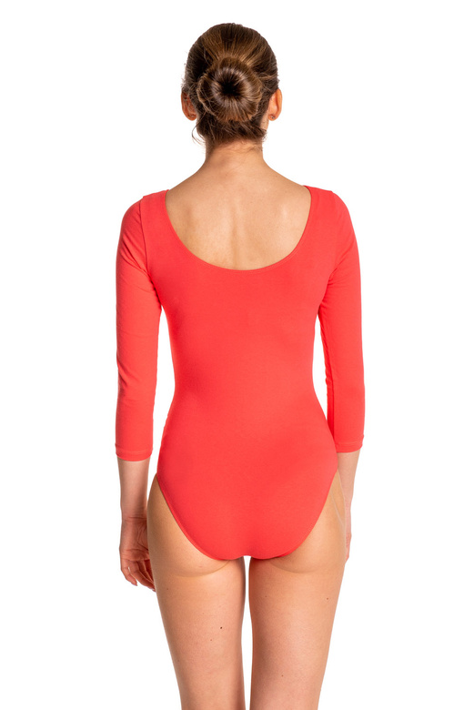 Gymnastic training body with 3/4 sleeve B10034 coral.