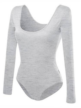 Body manches longues chiné amincissant femme - gris