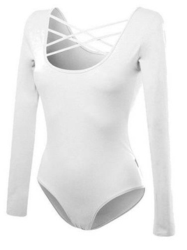 Women's white laced long-sleeved bodysuit.